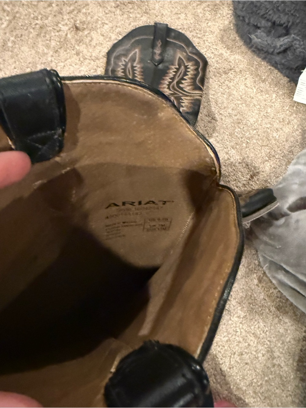 Ariat Black Western Knee-High Boot with Brown Stitching - Picture 4 of 4